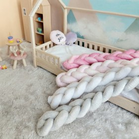 تصویر گارد تخت کودک مخمل طرح گیس بافت عرض 20 سانتیمتر baby knot bed bumper