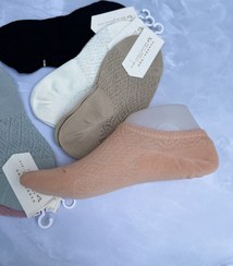 تصویر جوراب زیر قوزک زنانه طرح زاپدار Bross‎‎ - سفید Women's ankle socks with Zapdar Bross design