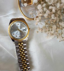 تصویر ساعت مردانه استیل نقره‌ای طلایی طرح رولکس Men’s Silver & Gold Stainless Steel Watch – Rolex Style Collection