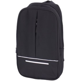 تصویر کیف بادی بگ و کراس بادی مشکی مینیمالیستی با نوار بازتاب‌دهنده Black Minimalist Body Bag and Crossbody Bag with Reflective Strip