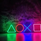 تصویر تابلو نئون فلکسی مدل دسته آرم پلی استیشن کد 008 Flexi neon sign, Logo PlayStation code 008