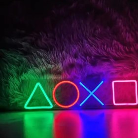 تصویر تابلو نئون فلکسی مدل دسته آرم پلی استیشن کد 008 Flexi neon sign, Logo PlayStation code 008