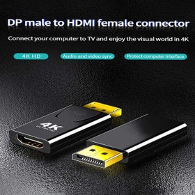 تصویر تبدیل DISPLAY PORT به HDMI مدل 4K برند JH JH DP M to HDMI F Converter-Aluminum Case