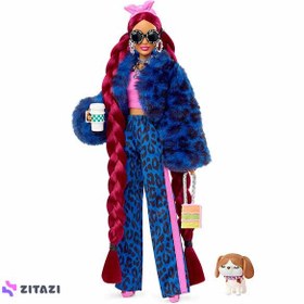 تصویر عروسک باربی با پالتو پوست مدل Barbie Extra Pink Bandana Doll - زمان ارسال 15 تا 20 روز کاری 