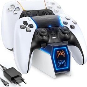 تصویر PS5 Controller Charging Station with EU Power Supply, PS5 Charging Station 2 Hours Quick Charging for PS5 Controller & Edge Controller 