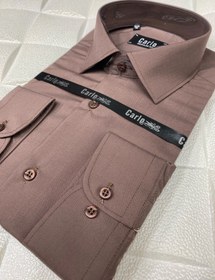 تصویر پیراهن مردانه تترون ساده نسکافه ای پارچه بروجرد قواره آزاد ۱۰۰۲۷ Shirt