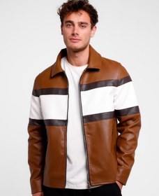 تصویر کاپشن چرم مردانه وارداتی ترک ترکیبی چرم اصل - XL / مشکی 