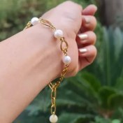 تصویر دستبند مروارید طبیعی اصل 