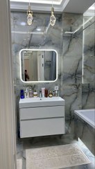 تصویر آینه بک لایت (رینگ لایت جدید) مدل مربعی مینیمال مناسب روشویی _ حمام و آینه کنسول کد ۰۳۱_Mba - کلید دستی/ضد بخار / ۵۰ در ۵۰ 