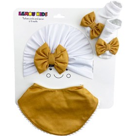 تصویر ست توربان، پاپوش و پیش بند پاپیون دار Lemon Kids baby turban set code:0156141