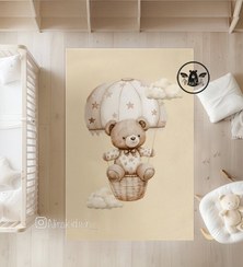 تصویر فرش کودک طرح خرس خواب آلو 