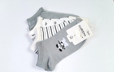 تصویر جوراب دخترانه سفید خاکستری پک 4عدی 
