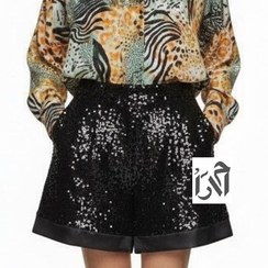 تصویر شلوارک زنانه پولکی مشکی 