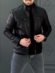 تصویر کت چرم مشکی سایز ۴ ایکس ال مدل 6201 