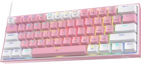 تصویر کیبورد مکانیکال گیمینگ ردراگون مدل K617 FIZZ Redragon K617 FIZZ Pink & White Gaming Keyboard