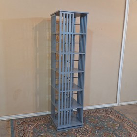 تصویر کتابخانه چرخشی 360 درجه نرده ای 6 طبقه طوسی 