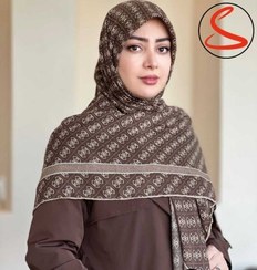 تصویر روسری نخی سیا اسکارف قهوه ای روشن کد C25165 