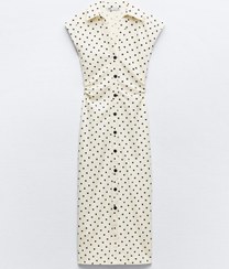 تصویر لباس LINEN BLEND POLKA DOT MIDI DRESS برند زارا 