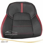 تصویر روکش صندلی نیسان سیلفی چرم وسط لوگو رنگ مشکی نوار زرشکی 