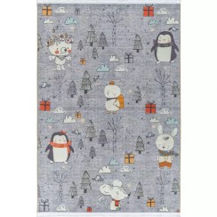 تصویر فرش محتشم طرح کودک ماجراجویان جنگل کد ۲۵KM0180 طوسی Mohtasham Carpet Child Collection