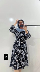 تصویر پیراهن ساحلی زنانه نخی آستین بلند کش دار 2519