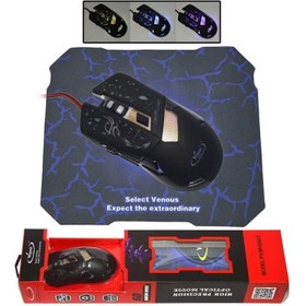 تصویر ماوس گیمینگ ونوس مدل PV-MVG 837 به همراه ماوس پد ا Venous PV-MVG837 Gaming mouse Venous PV-MVG837 Gaming mouse