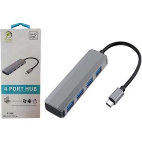 تصویر هاب 4 پورت Type-C USB3 پی نت T-3611 