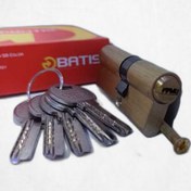 تصویر سیلندر / مغزی قفل 7 سانت تمام برنجی کلید کامپیوتری برند باتیس رنگ طلایی 7 cm all brass cylinder for computer key, Batis brand, gold color
