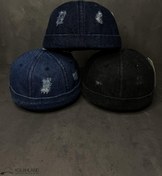 تصویر کلاه لئونی جین ساده روشن،تیره،ذغالی 