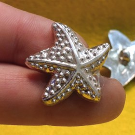 تصویر دکمه پینترسی ستاره دریایی - نقره ای 