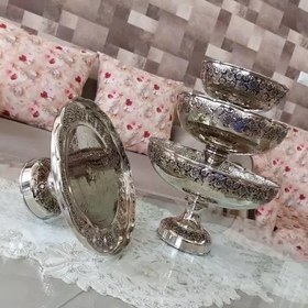 تصویر سرویس پذیرایی مسی گلبرگ کروم ۴ تیکه نانو شده 