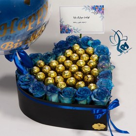تصویر باکس گل و شکلات ولنتاین مردانه مدل 33 | کد: ZNB-Q65 