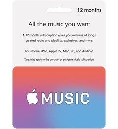 تصویر گیفت کارت 12 ماهه اپل موزیک 