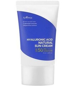 تصویر ضد آفتاب آبرسان ومرطوب کننده فیزیکی هیالورونیک اسید ایزنتری spf50 IsNtree Natural Sun Cream with Hyaluronic Acid SPF50 PA++++ 50