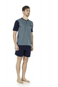 تصویر ست پیژامه آبی مردانه 3 عددی پیر کاردین جهیزیه جعبه ژاکارد 5450 Pierre Cardin 