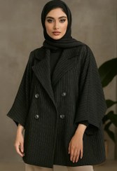 تصویر مانتو مشکی کوتاه شانلیا 