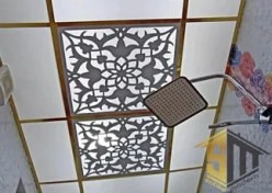 تصویر سقف کاذب سرویس بهداشتی معرق PVC با سازه طلایی 110-170 