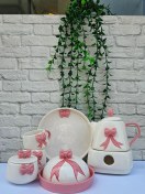 تصویر ست کامل صبحانه خوری سرامیکی | طرح پاپیونی 