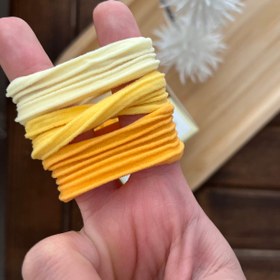 تصویر پک کش حوله ای مو رنگی ۱۲عددی - زرد پک کش مو باکسی ۱۲عددی حوله ای