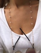 تصویر بند عینک زنجیری مرواریدی - مروارید لینن 