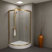 تصویر کابین دوش شیشه ای ریلی فریم دار 