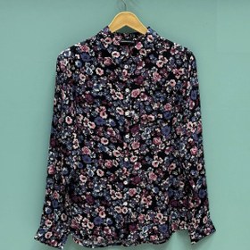 تصویر شومیز نخی طرح گل درشت وارداتی 