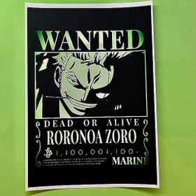 تصویر پوسترA4 تحت تعقیب یا وانتد رورونوا زورو انیمه وان پیس (Vantad-Roronoa.zoro)one piece 