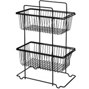 تصویر جاپیازی دو طبقه استیل ضدزنگ سبک، جادار و مقاوم برای آشپزخانه طرح مستطیلی، مربعی و بیضی - مستطیل / مشکی 