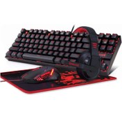 تصویر باندل گیمینگ 4 تیکه ردراگون Redragon K552-BB Redragon Redragon K552-BB Gaming Keyboard and Mouse, Large Mouse Pad, PC Gaming Headset with Microphone Combo 87 Key Mechanical Keyboard with Blue Switches for Windows PC Games-Keyboard Mouse Pad Head