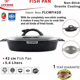 تصویر تابه ماهی دیواره بلند گرانیتی لایف اسمایل مدل FLCMFI42D LIFE SMILE FLCMFI42D FISH PAN