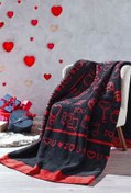 تصویر پتوی دو نفره قرمز LOVE پتو پنبه دوتایی سانتی متر Özdilek 