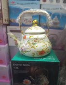 تصویر کتری لعابی طرح دار گل و پرنده 