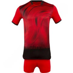 تصویر پیراهن شورت والیبال ایده آل قرمز مشکی سایز ۲XL 