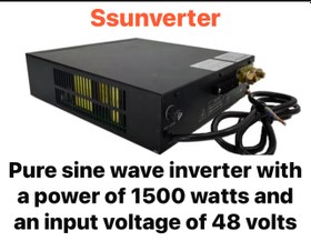 تصویر اینورتر سینوسی خالص با توان ۱۵۰۰ وات Pure sine wave inverter with a power of 1500 watts and an input voltage of 48 volts